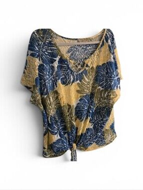 Tropical Multi Color Leaf Print Blouse Size 3XL